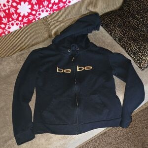Bebe Black Hoodie with Gold Lettering